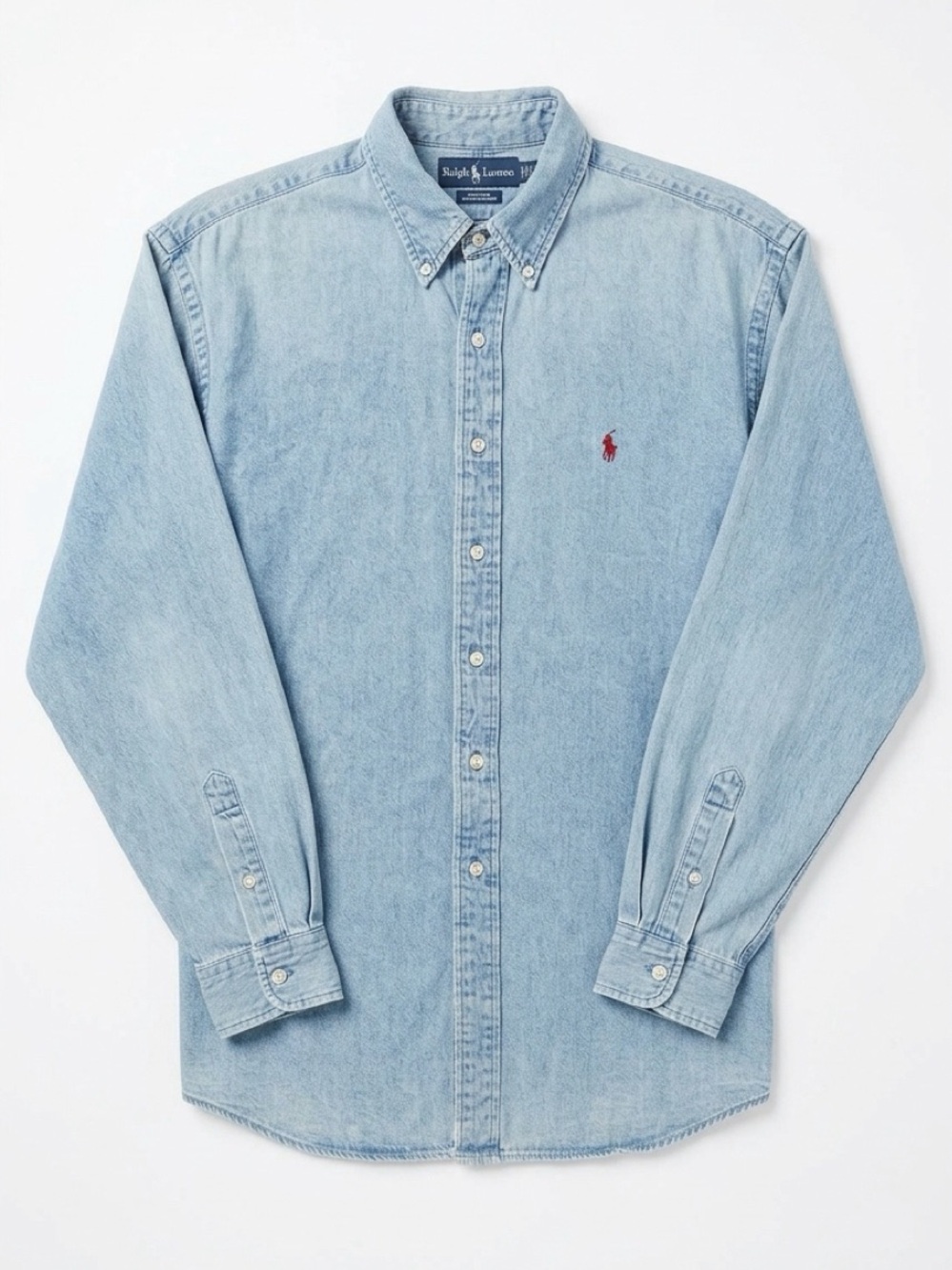 Vintage Ralph Lauren Light Blue Denim Button‑Down Shirt